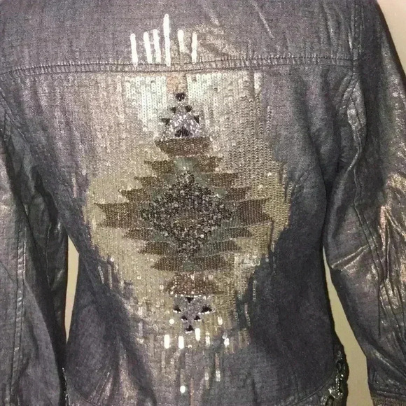 Chico’s Metallic Sequin Western Jacket Size 0 - Picture 5 of 8